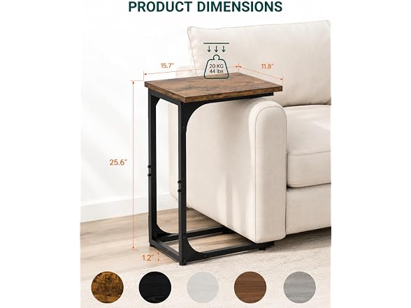 RISWER C-Shaped Side Table - Rustic