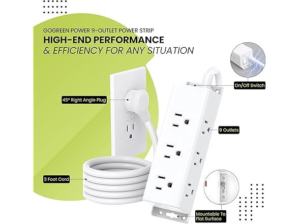 Go Green Power Inc. 9-Outlet Power Strip
