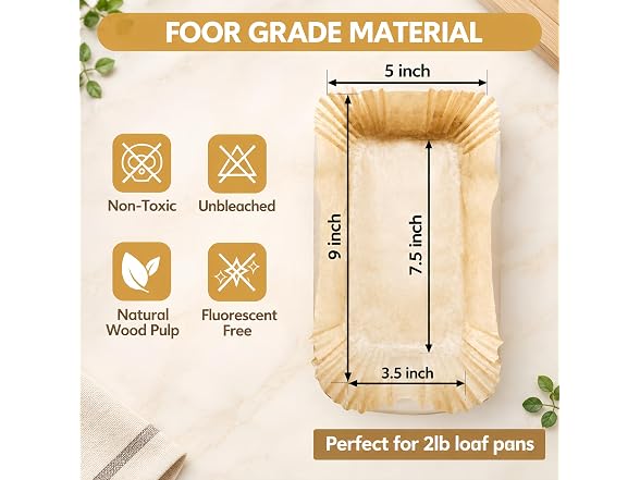 150 Pack Loaf Pan Liners for Baking Bread 9x5