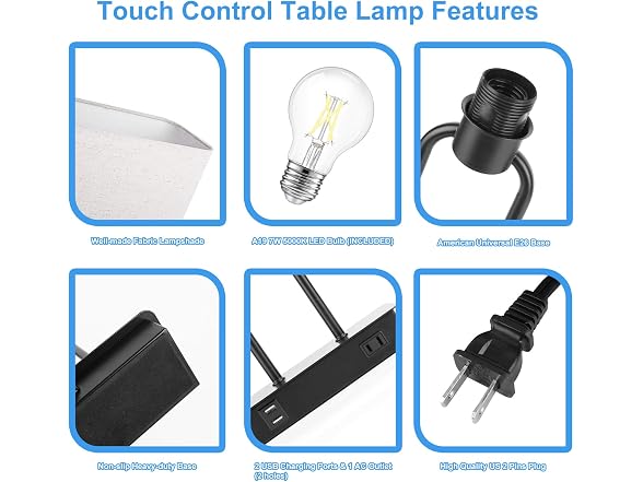 Bedside Touch Control Table Lamp