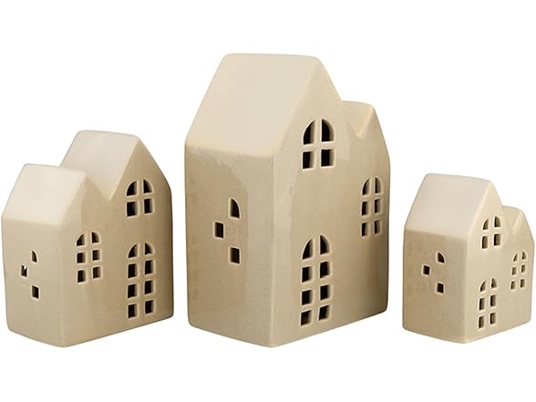 3-Piece Ceramic House Holiday Décor Set