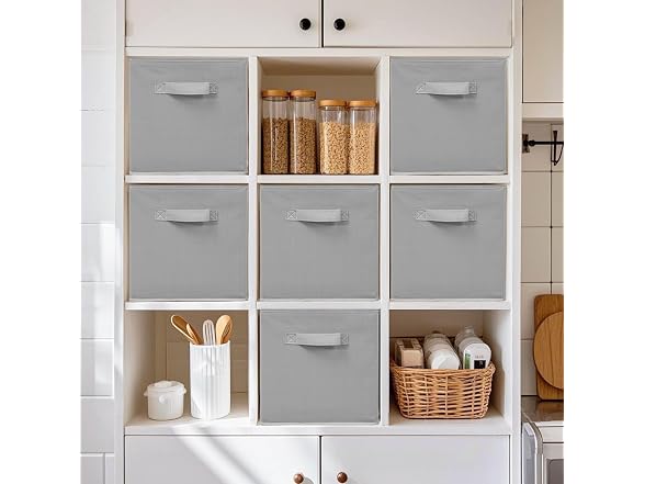 STORAGEIDEAS 11" Fabric Storage Bins 5 Pack, Grey