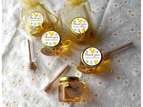 Mini Hexagonal Glass Honey Jars Set