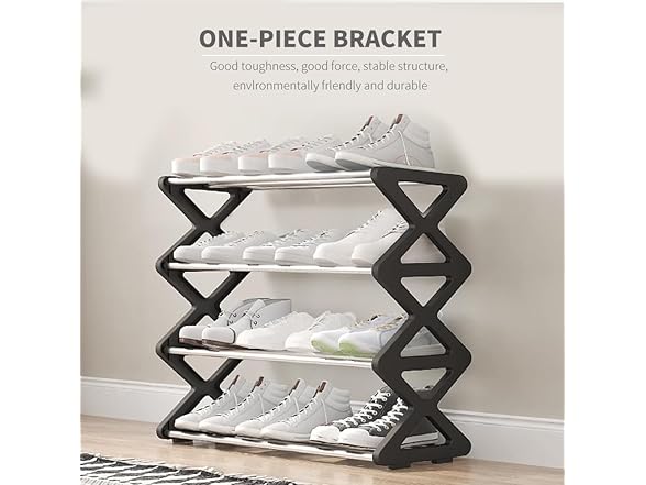 Fancial Small Shoe Rack (4-Tier, Black)