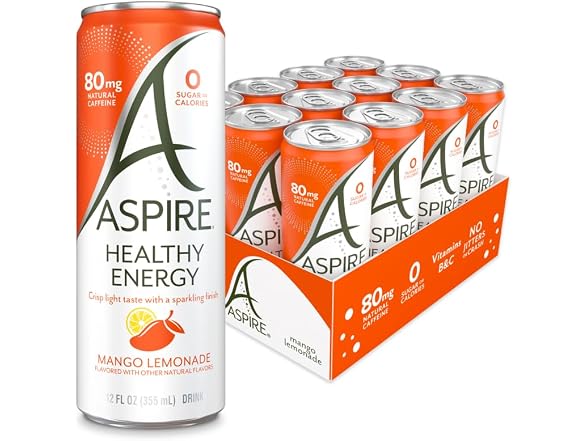 12PK ASPIRE® Mango Lemonade, Healthy Energy Drink
