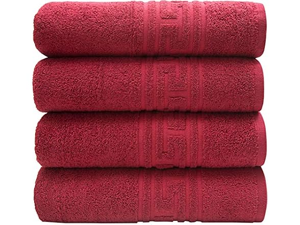 Pleasant Home 4 Pack Bath Towels Set, Greek Key