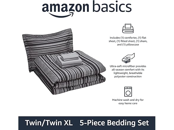 Amazon Basics 5-Pc Twin Comforter Set
