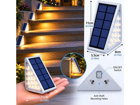 Infinite Basics 6-Pack Triangle Solar Step Lights Outdoor