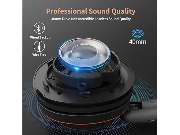 Unbktom Over Ear Headphones w/ Microphone 76H Playtime