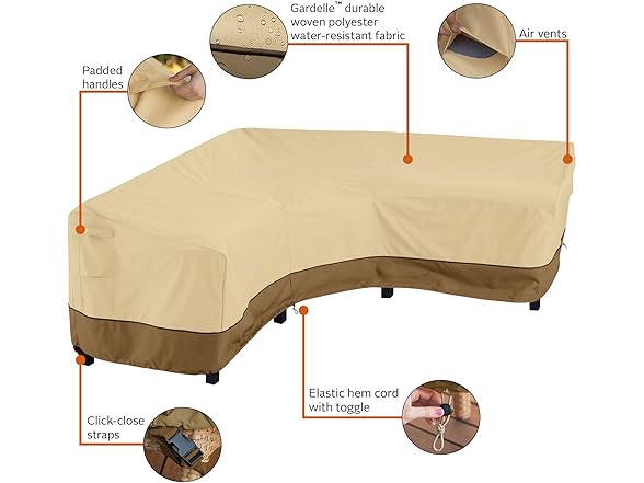 Patio V-Shaped Sectional Sofa Cover, Large