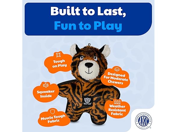 American Kennel Club Plush Dog Toy with Squeaker Tiger