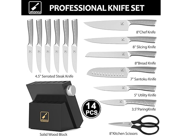 imarku 14Pcs Kitchen Knife Set