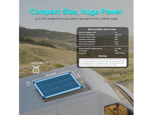 Silver 12V 200W Waterproof Solar Panel