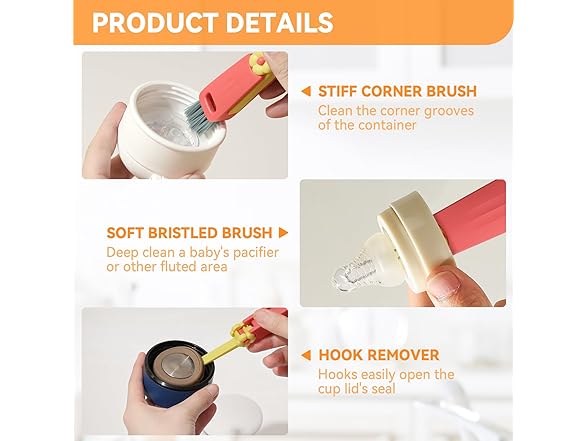 9 Pack Cup Lid Gap Cleaning Brush Set