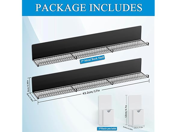 DTUQYX Magnetic Bookshelf 2pk Black
