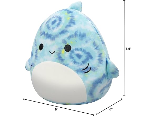 Squishmallows Original 8-Inch Luther Blue Tie-Dye Tiger Shark
