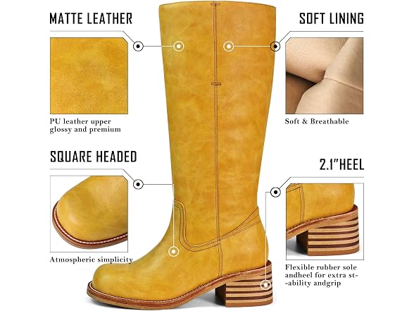 VBDB Banana Knee High Boots Block Heel