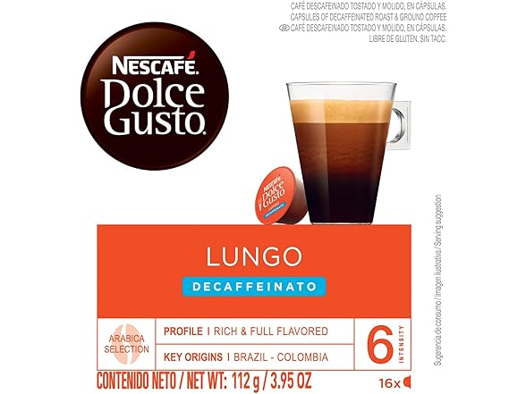 3PK Nescafe Dolce Gusto Coffee Pods, Lungo Decaf