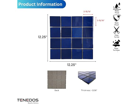Tenedos Premium Quality 3x3 Cobalt Blue