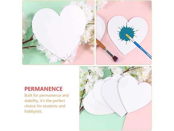 EXCEART Heart Shaped Canvas Boards 6 Pack