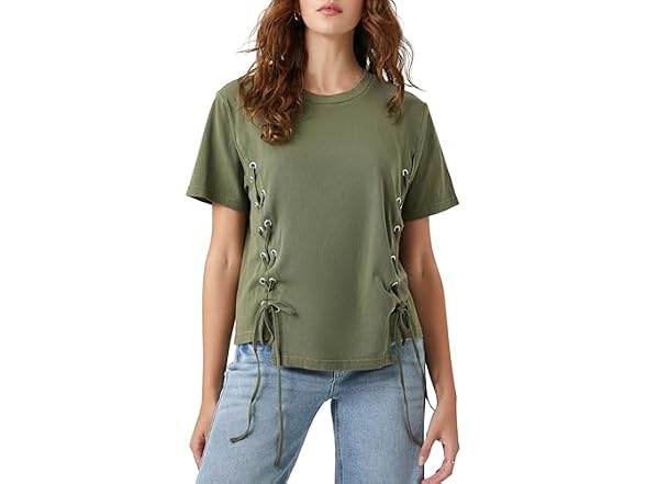 Forever 21 Lace-up Crew Tee