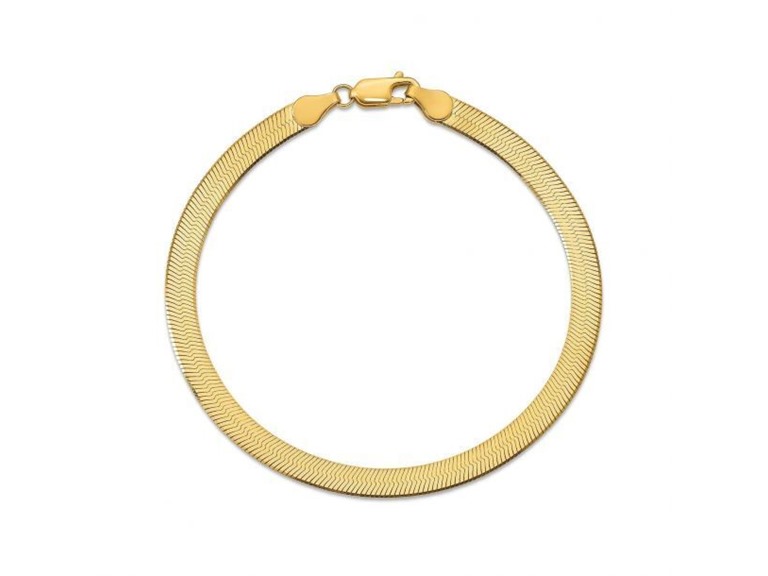 Yeidid Women's Italian 18K Gold Plated Sterling Silver 7" Herringbone Bracelet
