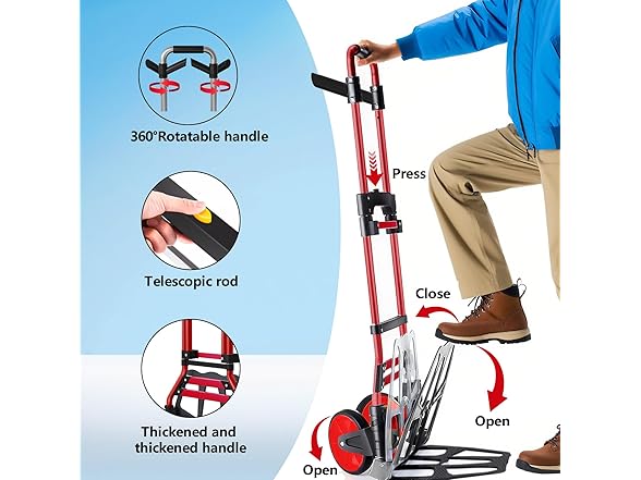 Aluminum Folding Hand Truck Dolly 330lbs