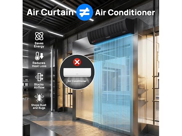 TURBRO 36 in Air Curtain Fan, Black