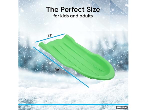 Superio Toboggan Snow Sled for Kids and Adults, 46"(Green), 12 PK