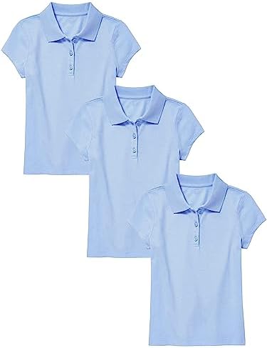 3PK Girls S/S Stretch Pique Polo Shirt