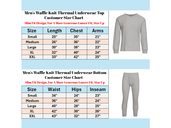 6-Piece Mens Waffle-Knit Thermal Sets