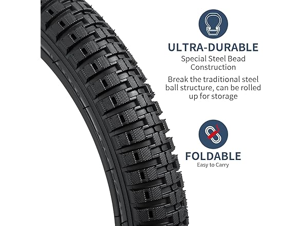 YUNSCM 16" Bike Tires & Tubes Set, 2-Pack