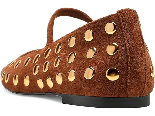 Yellhum brown stud ballet flats