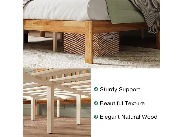 Novilla King Size Bed Frame Wood King Bed Frame and Headboard