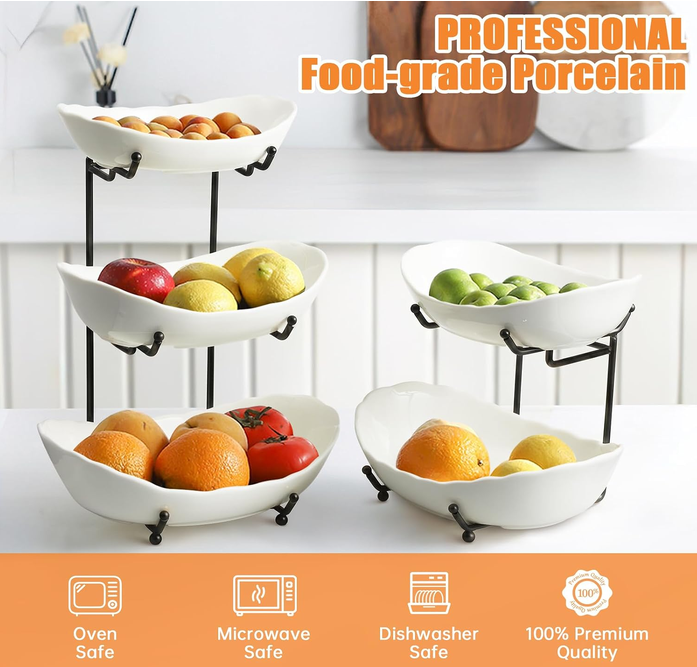 HOMKULA 3 Tier Ceramic Fruit Basket - Gallery 12