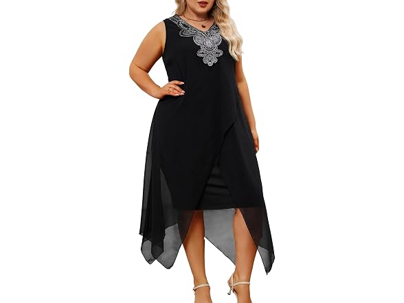 Ocstrade Women (XL) Chiffon Loose Dress Black
