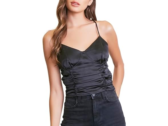 Forever 21 Women's (M) Ruched Satin Crisscross Cam