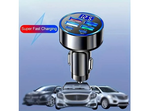 2-pk 6-in-1 Port Adapter Car Charger