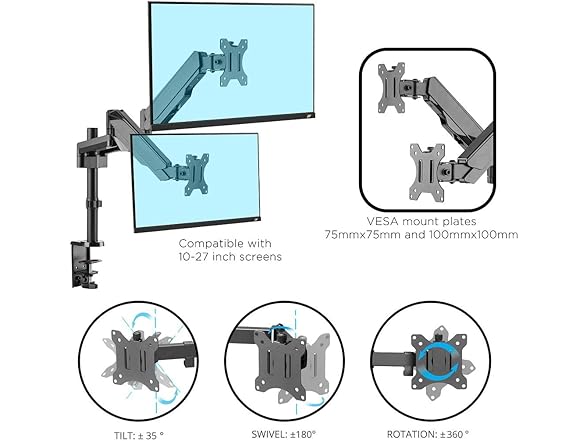 Halter Double Monitor Stand for Desk