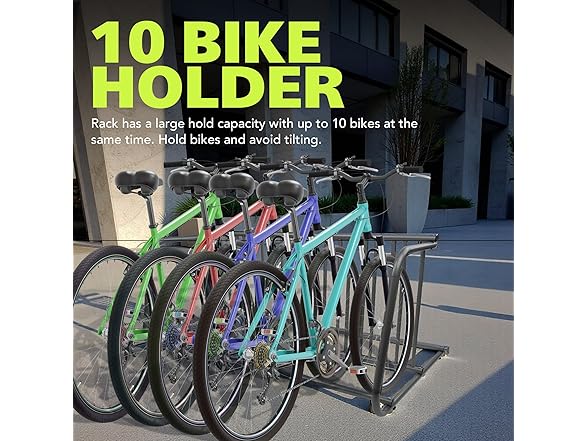 10-Bike Floor Rack 59" Wide Steel