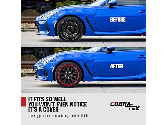 Cobra-Tek 099-KC 4PC Hubcaps JDM Black/Red- Choose Size