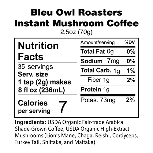 (2 Pack) Bleu Owl Organic Mushroom Coffee - Gallery 4