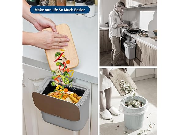 1.8 Gallon/7L Hanging Trash Can with Stainless Steel Lid