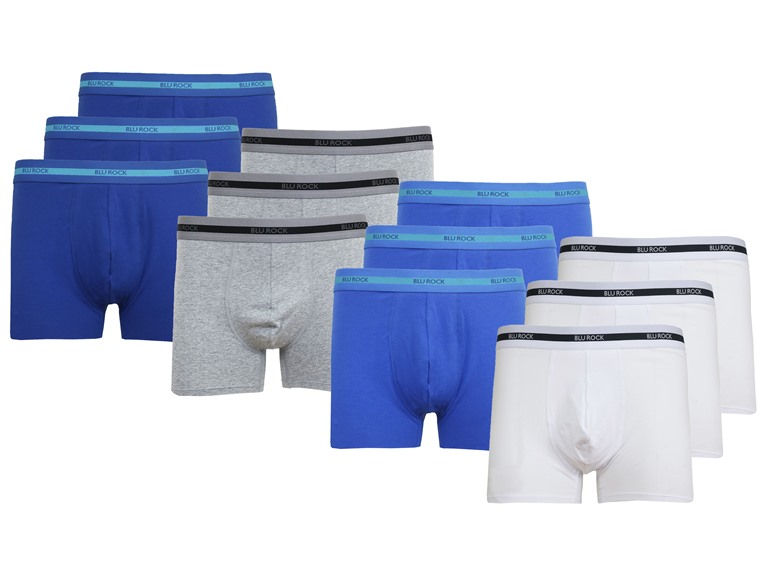 BLU ROCK WC-----J/MBB-565 / NV-HG-MB-WH / S Small Mens Cotton Flex Stretch Boxer Briefs Navy x3 - Heather Grey x3 - Medium Blue x3 - White x3