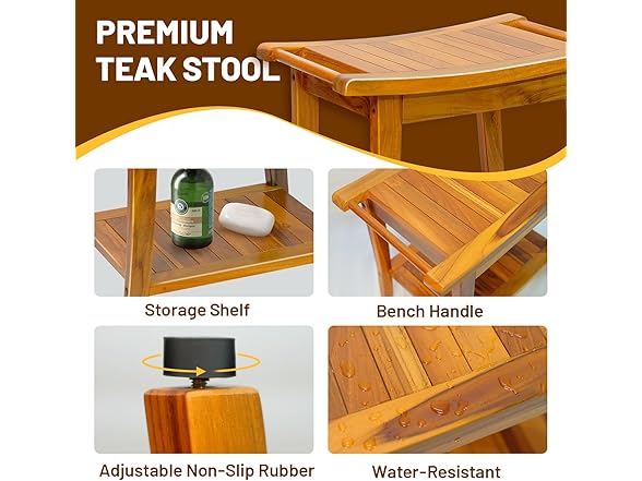 GRBEEVIITEK Teak Shower Bench
