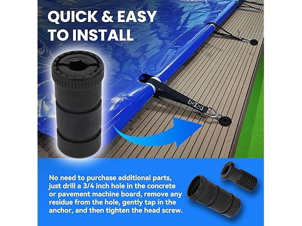 Pool Cover Anchors 12pk for Concrete