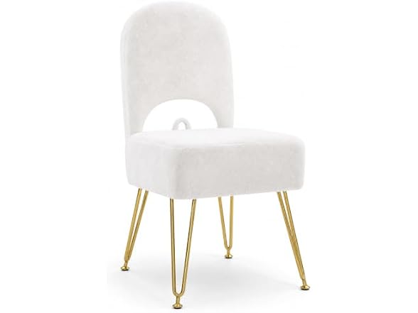 GOUUN White Faux Fur Vanity Chair
