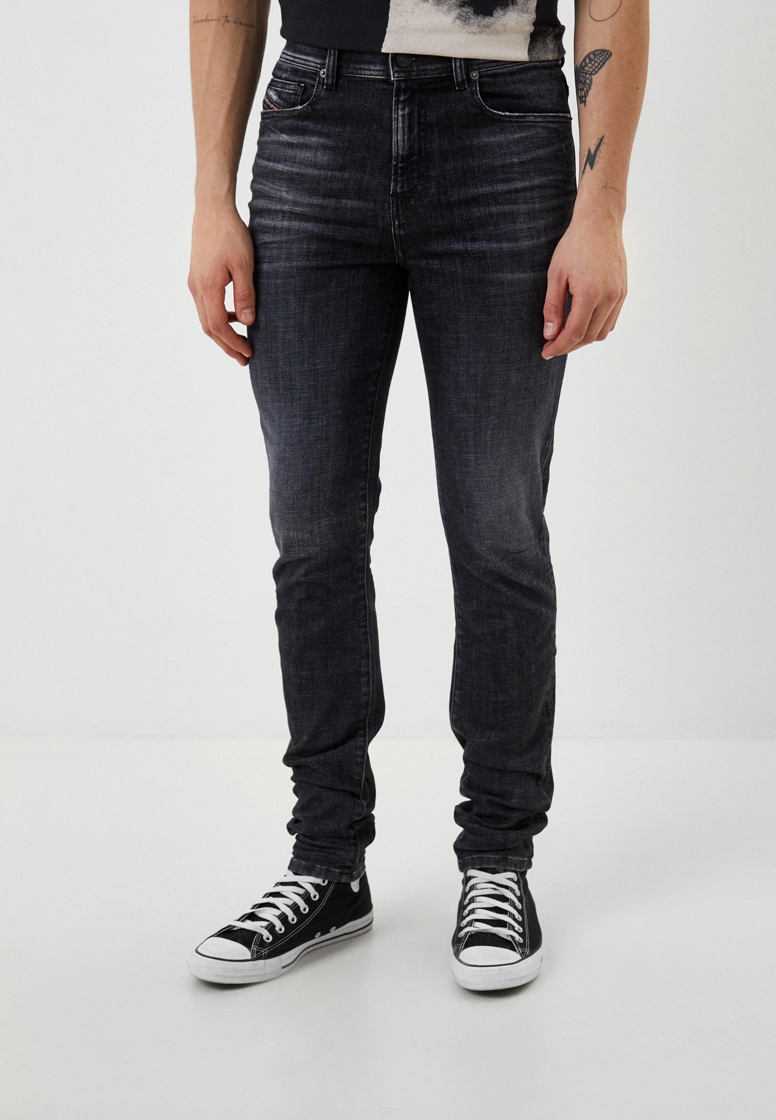 Diesel Mens Skinny Fit Denim Jeans (Washed Black) - Gallery 3