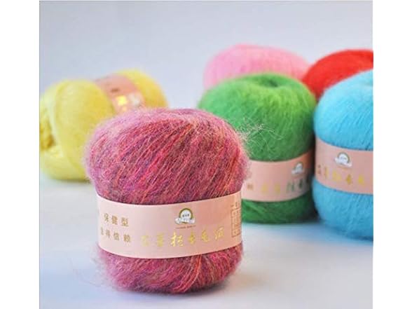 6 Skein Angola Mohair Yarn,Long-haired