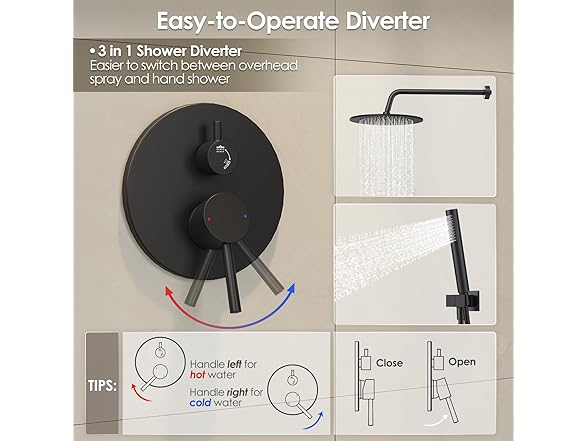 Gabrylly Shower Faucet Set, Wall Mounted, 2 Way